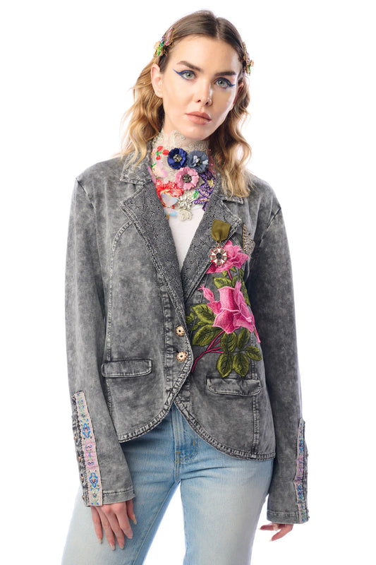 Aratta Colonel Jacket  Grey Lace with Flower