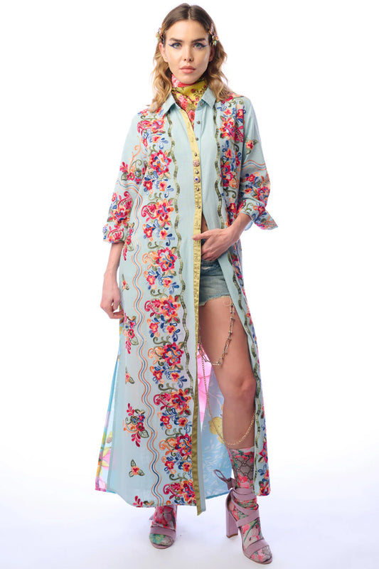 Beauty Mark Maxi Duster - Slate Blue