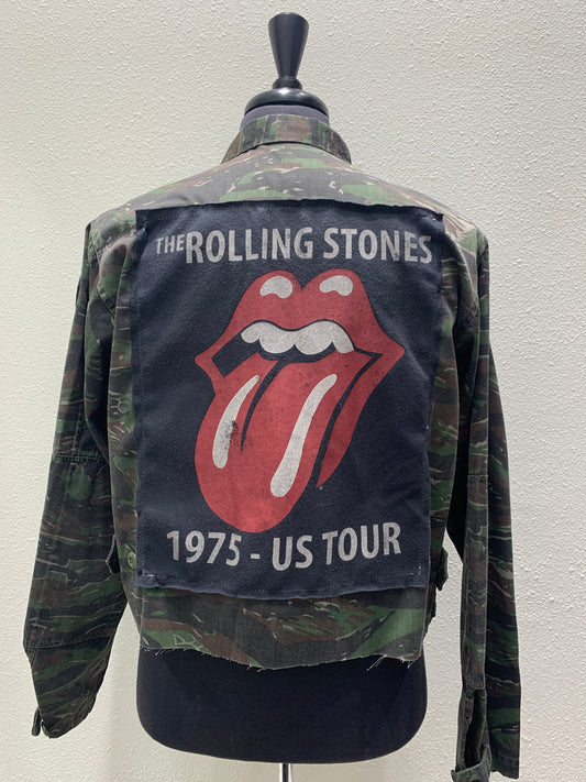 Vintage Repurposed Rolling Stones Military Jacket