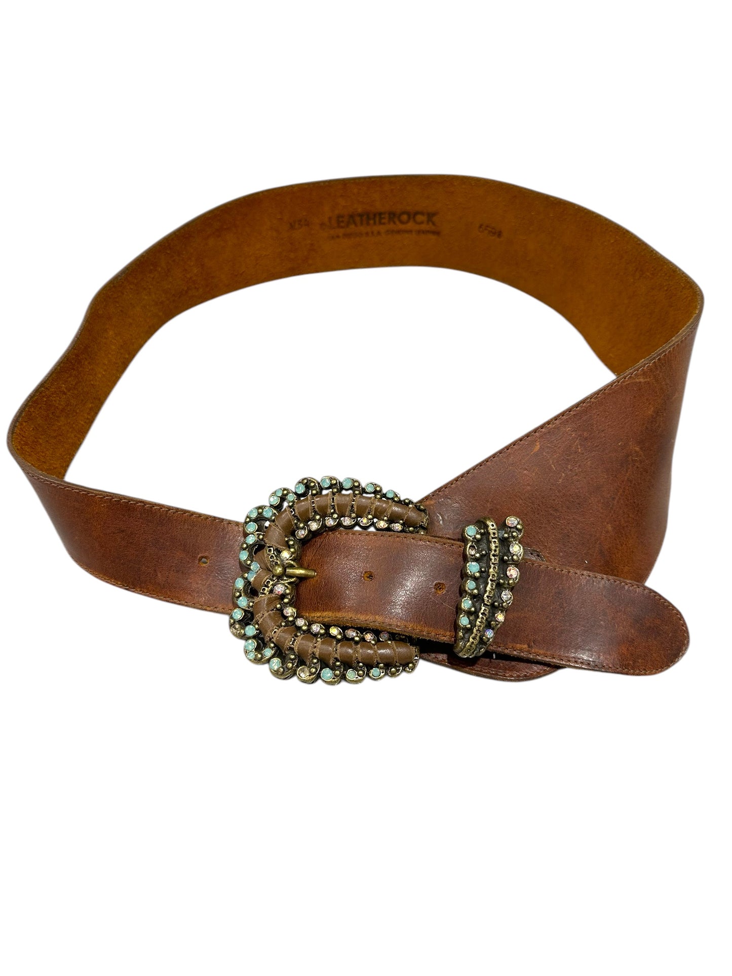 Brown Leather Belt with Large buckle