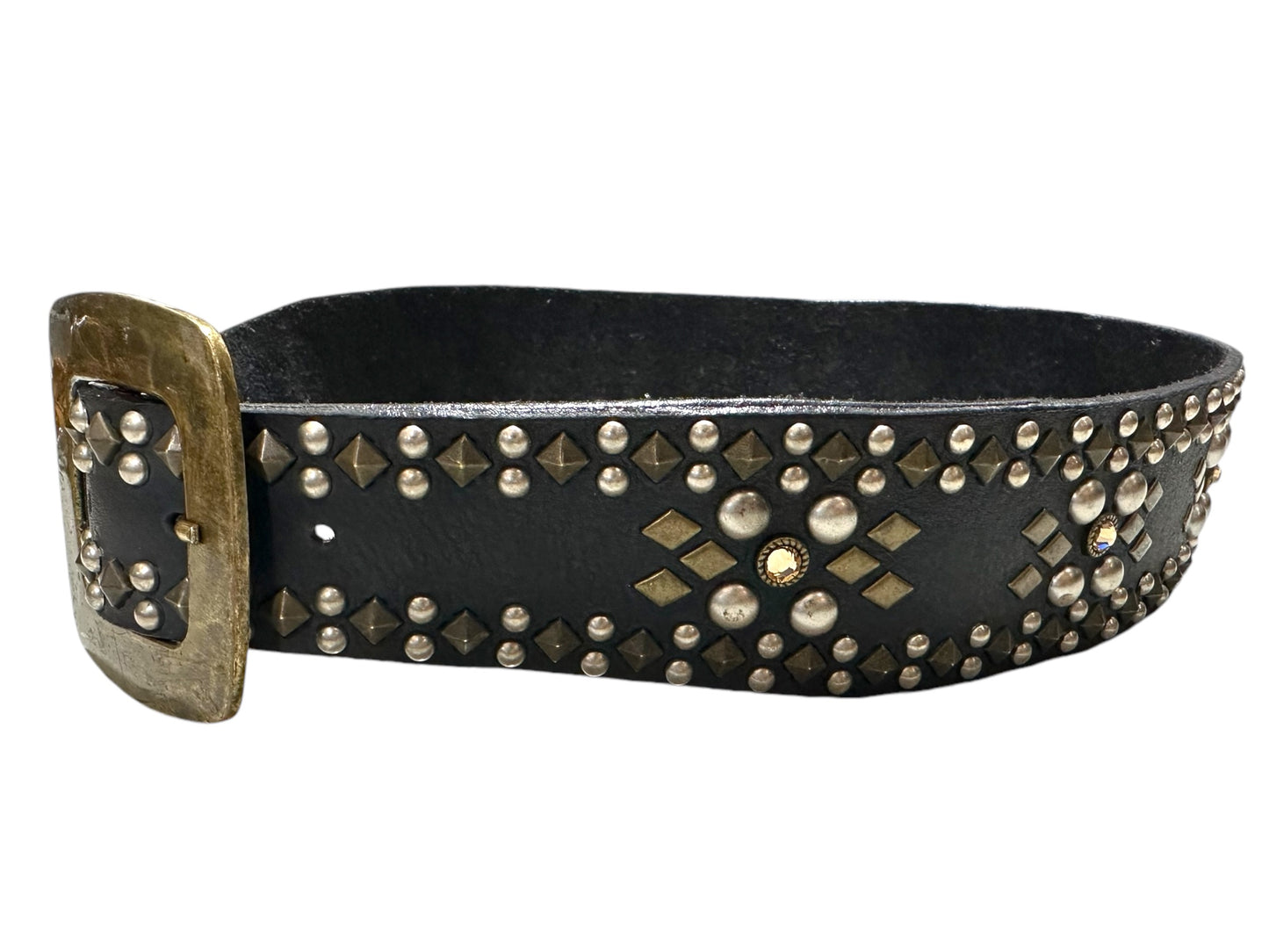 Black Grommeted Leather Belt