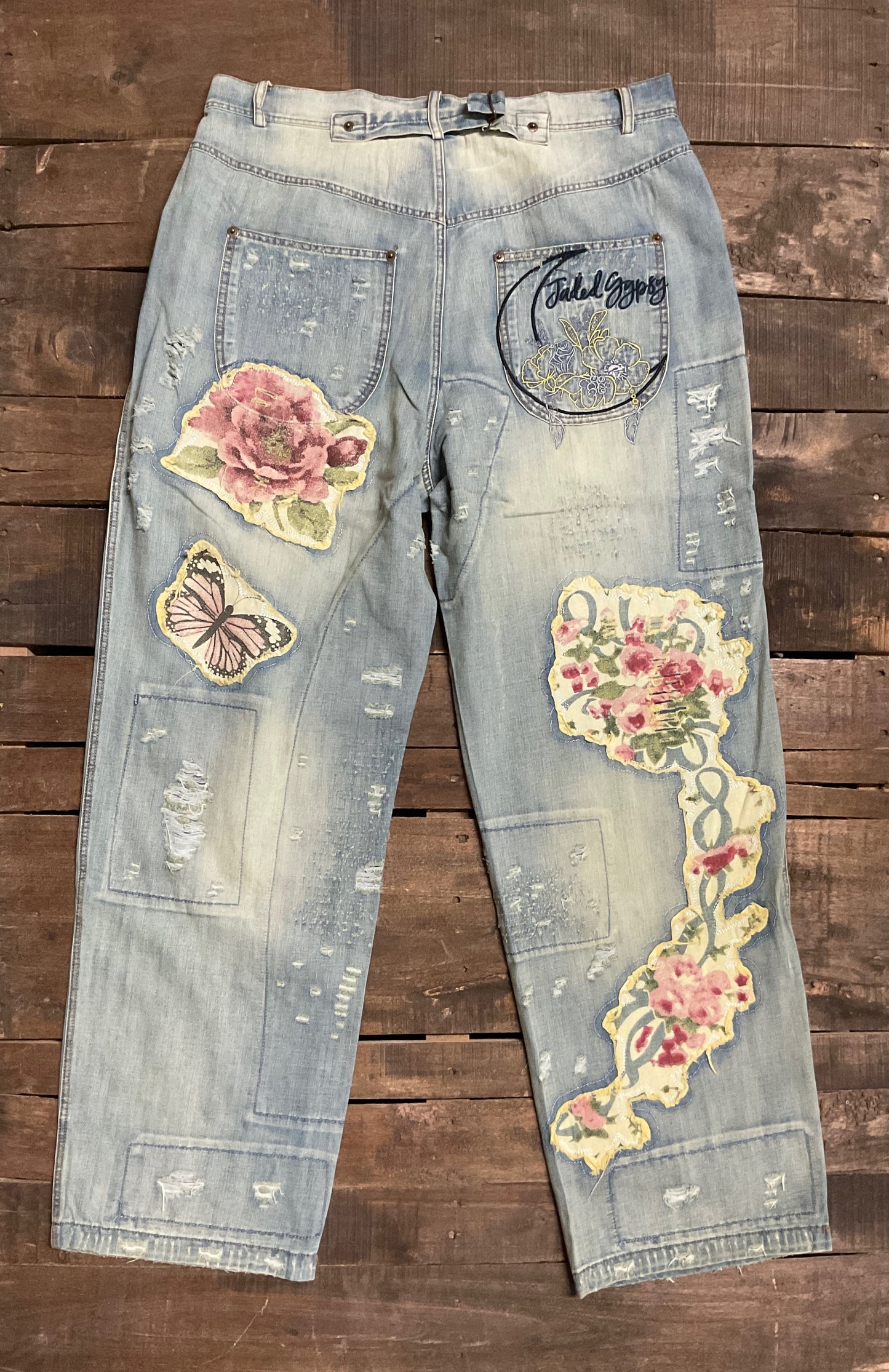 Jaded Gypsy Peace and Love Floral Gardens Jeans