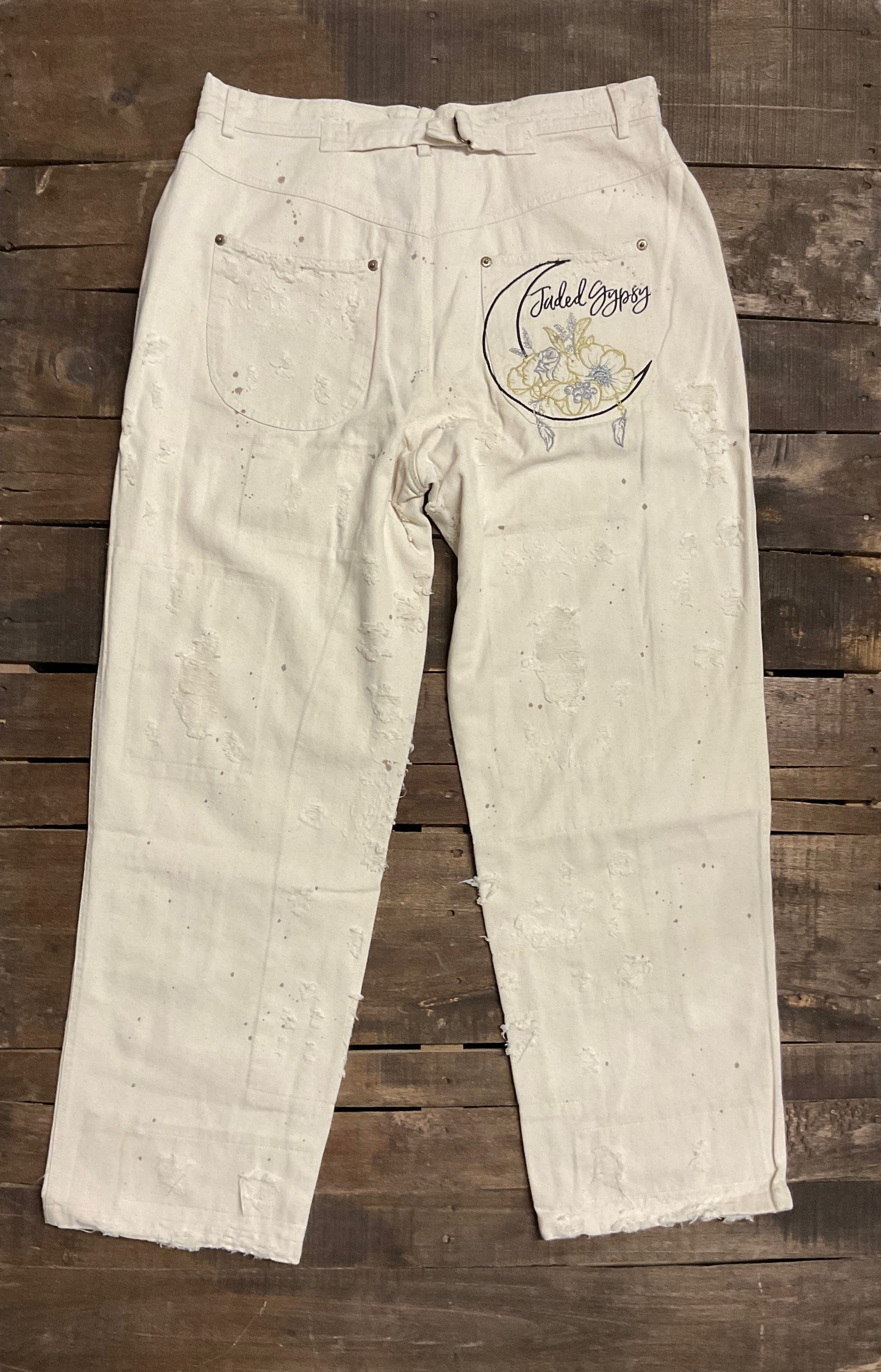 Jaded Gypsy Peace and Love Jeans- Parchment