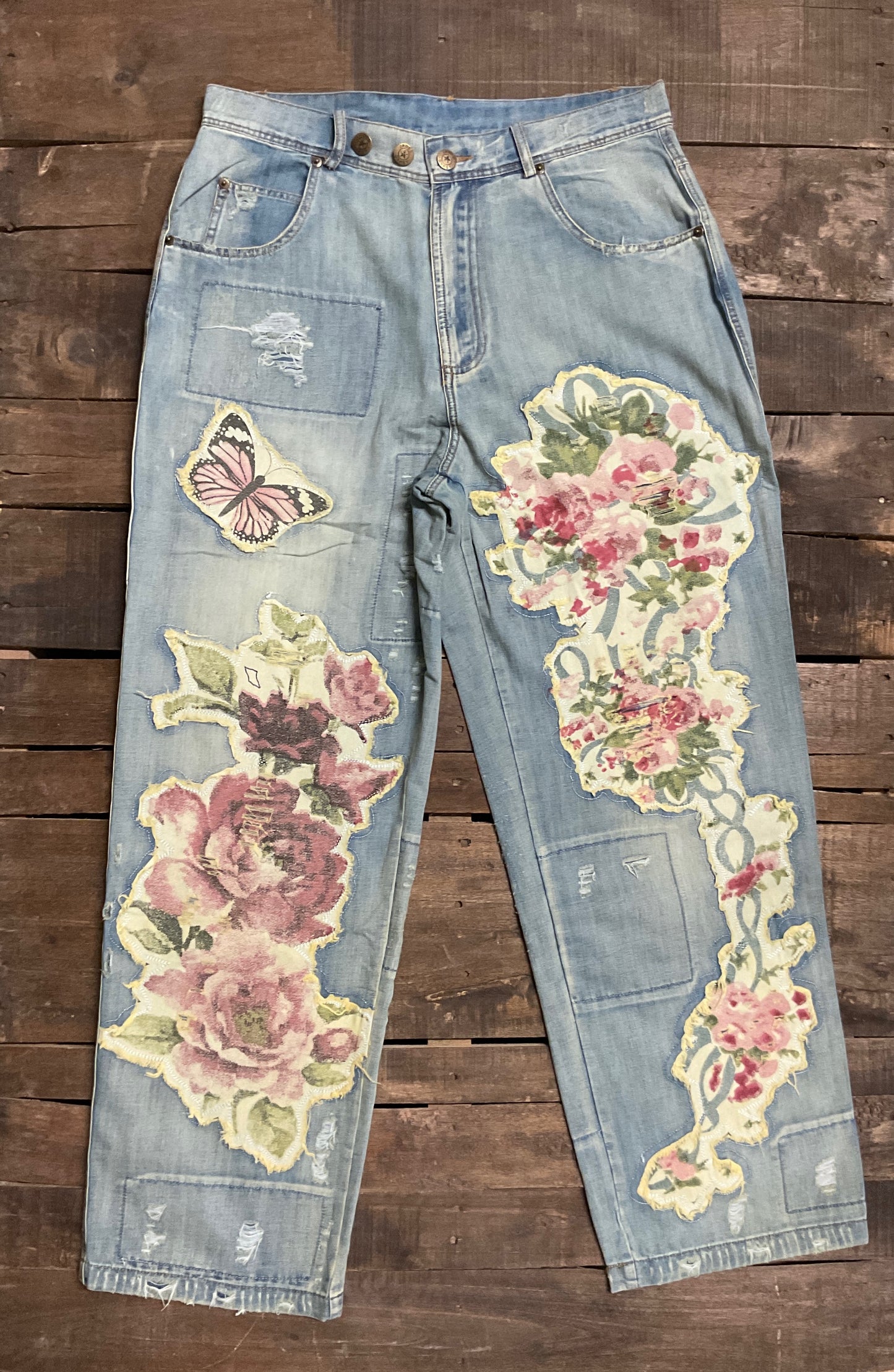 Jaded Gypsy Peace and Love Floral Gardens Jeans