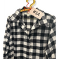 Black/White Flannel with Bear Applique