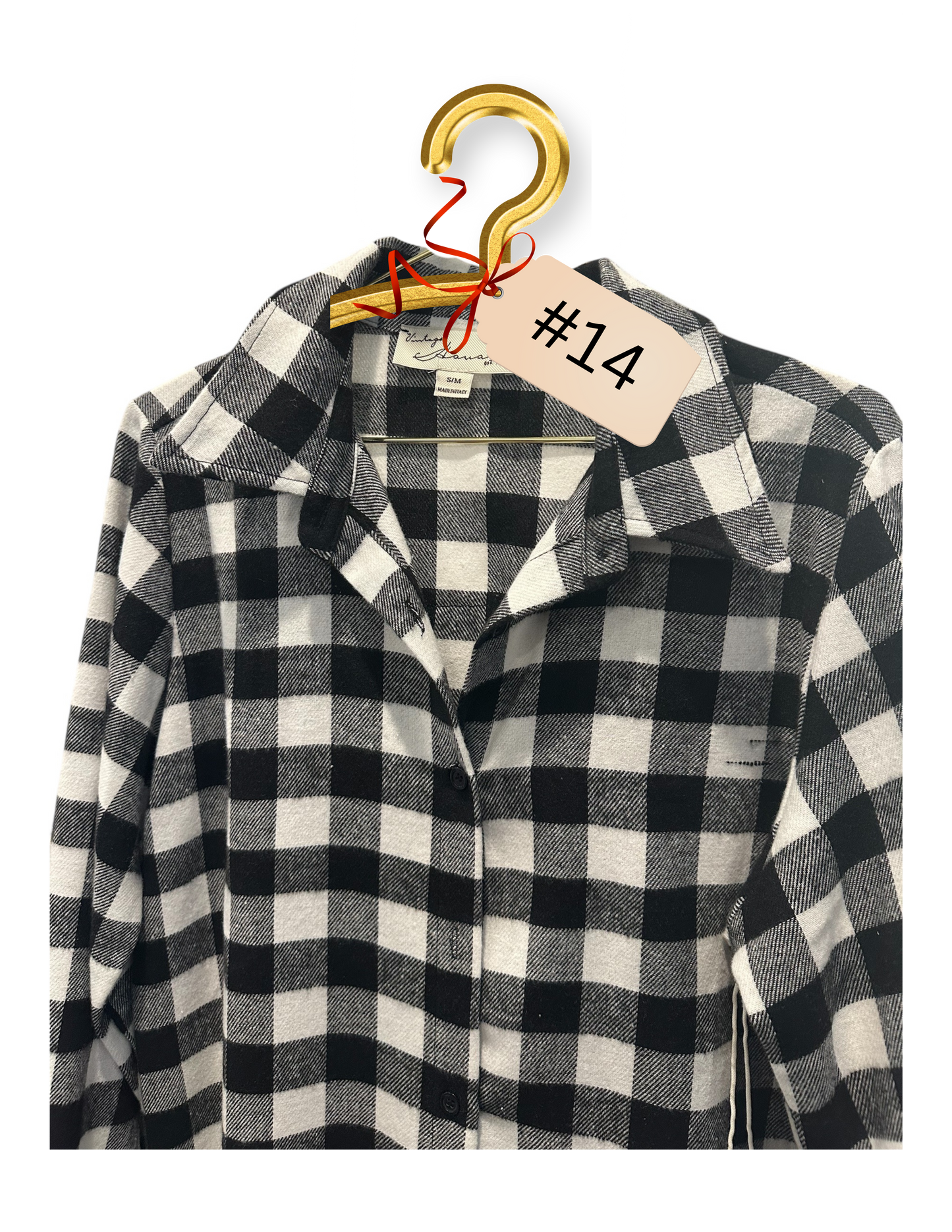 Black/White Flannel with Bear Applique