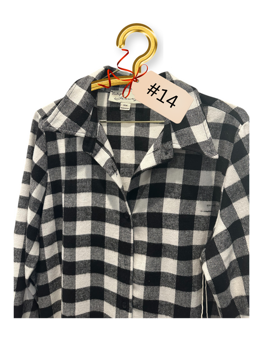 Black/White Flannel with Bear Applique