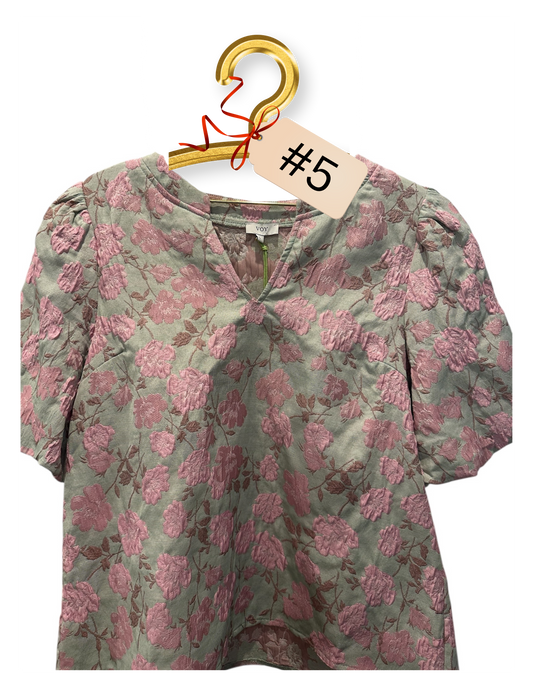 Floral Jaquard Puff Sleeve