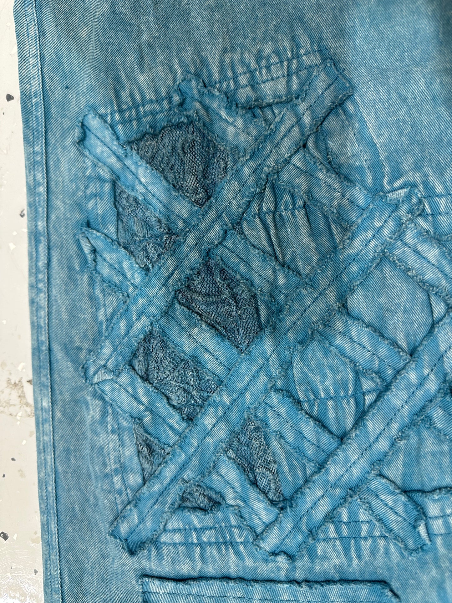 Paper Lace denim pants Teal