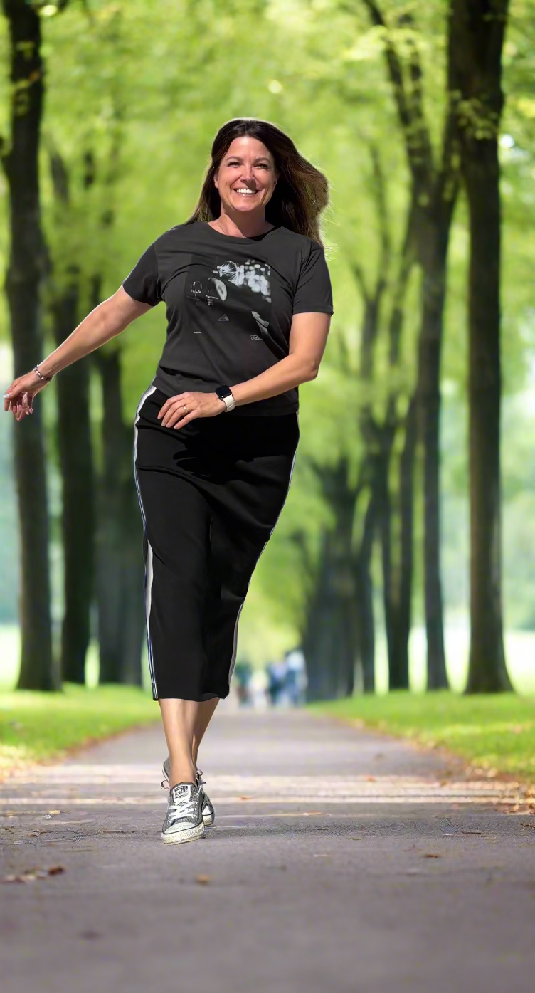 Black Midi Skirt with Grey Stripe