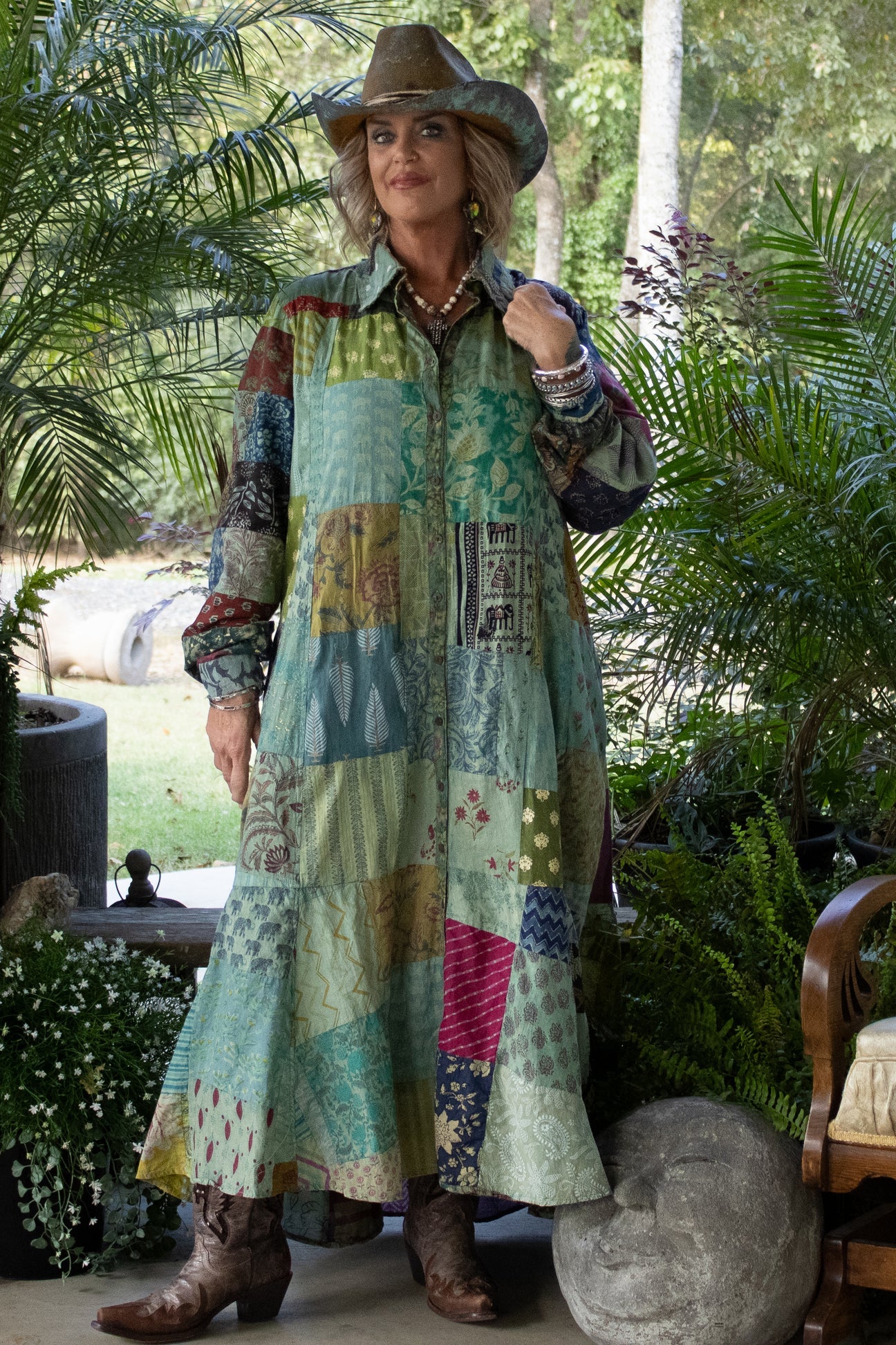 Jaded Gypsy Patchwork Sunrise Duster - Teal