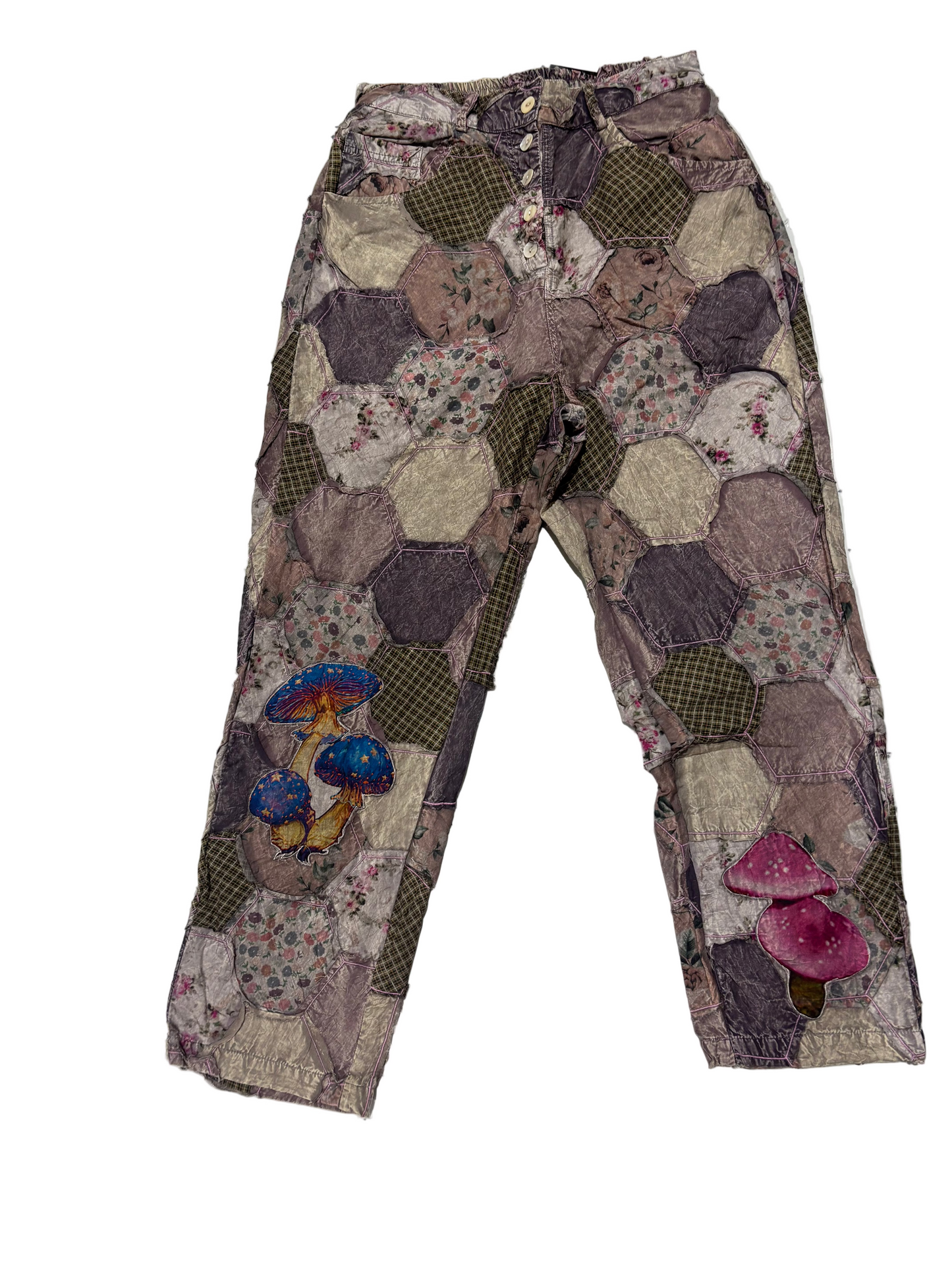 Paper Lace Mushroom Patchwork Pants