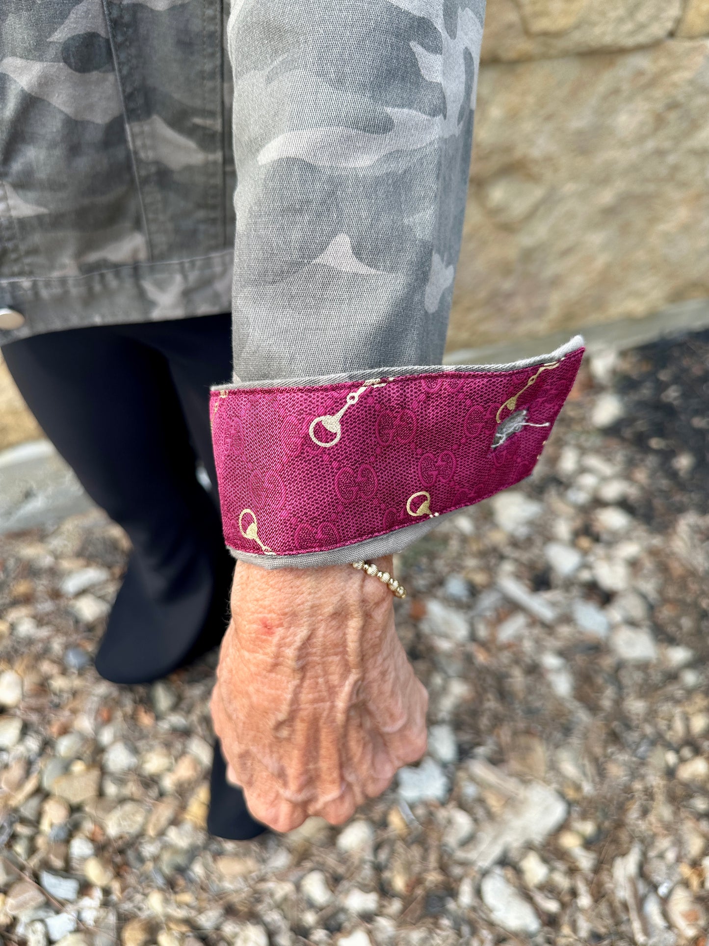 Gucci Silk Scarf Denim Jacket