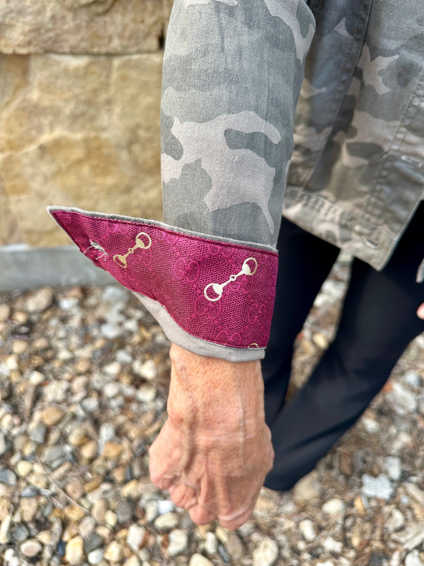 Gucci Silk Scarf Denim Jacket