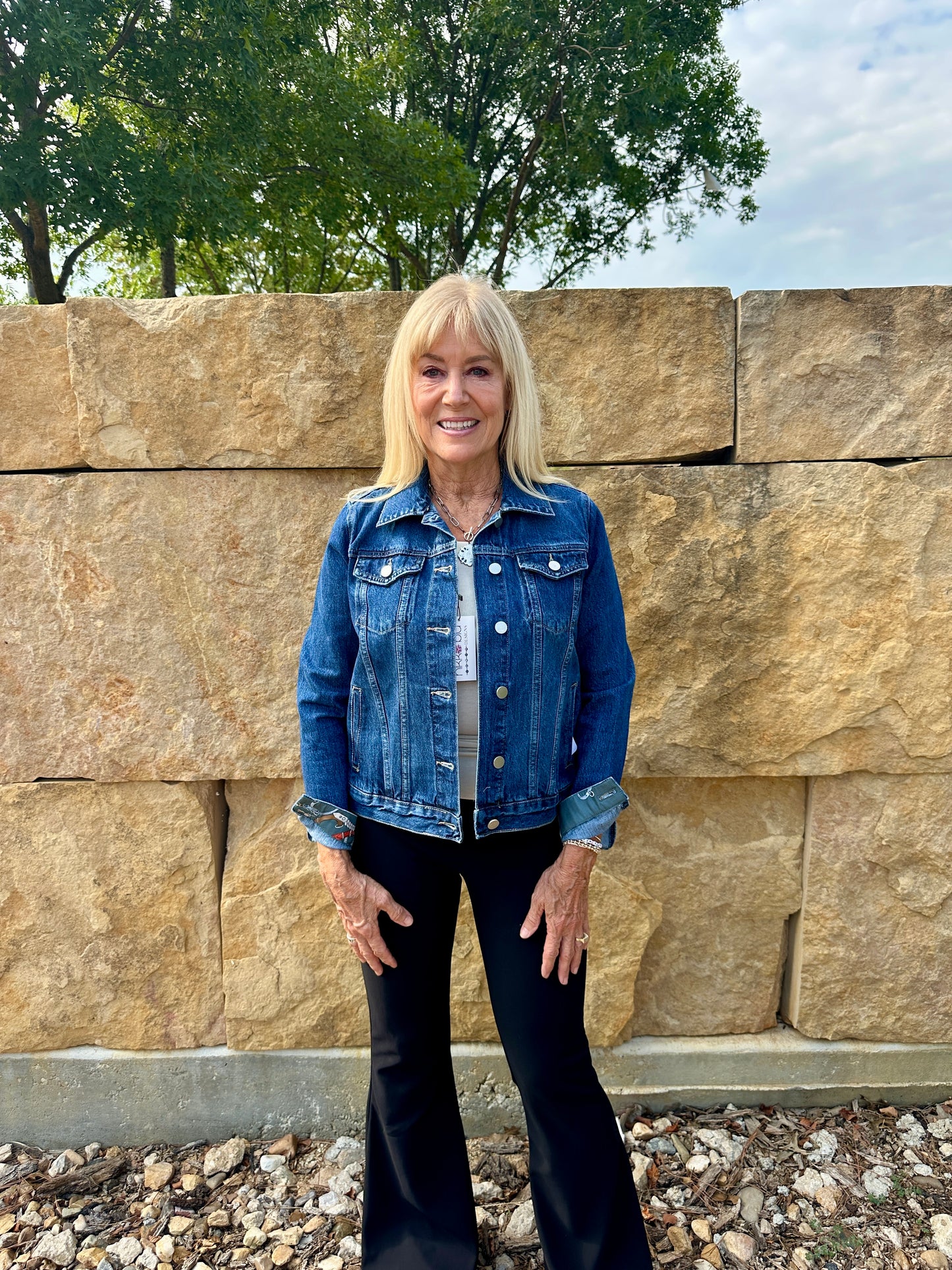 Hermes Paris Silk Scarf Denim Jacket