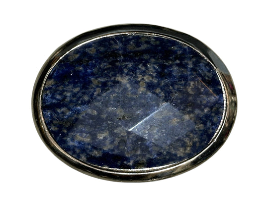 Silver and Blue Stone Oval Belt Buckle