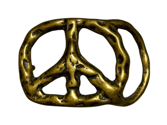 Gold and Black Peace Sign Belt Buckle