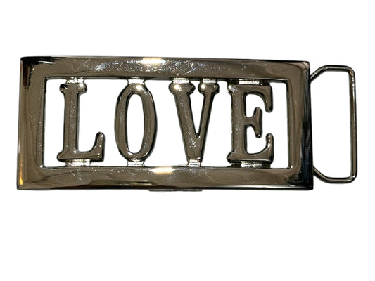 Silver Framed LOVE Belt Buckle