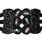 Black Metal with Purple and Blue Stones Belt Buckle