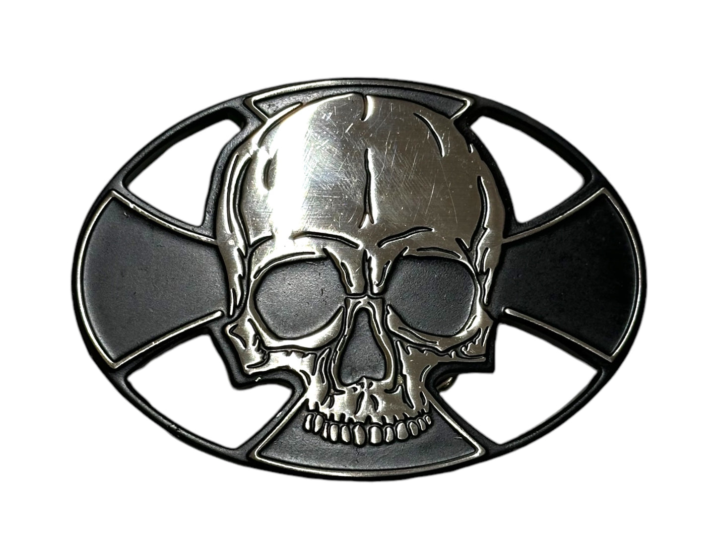 Silver/Black Skull Belt Buckle