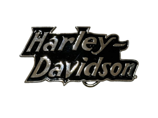 Silver and Black Harley Davidson Belt Buckle