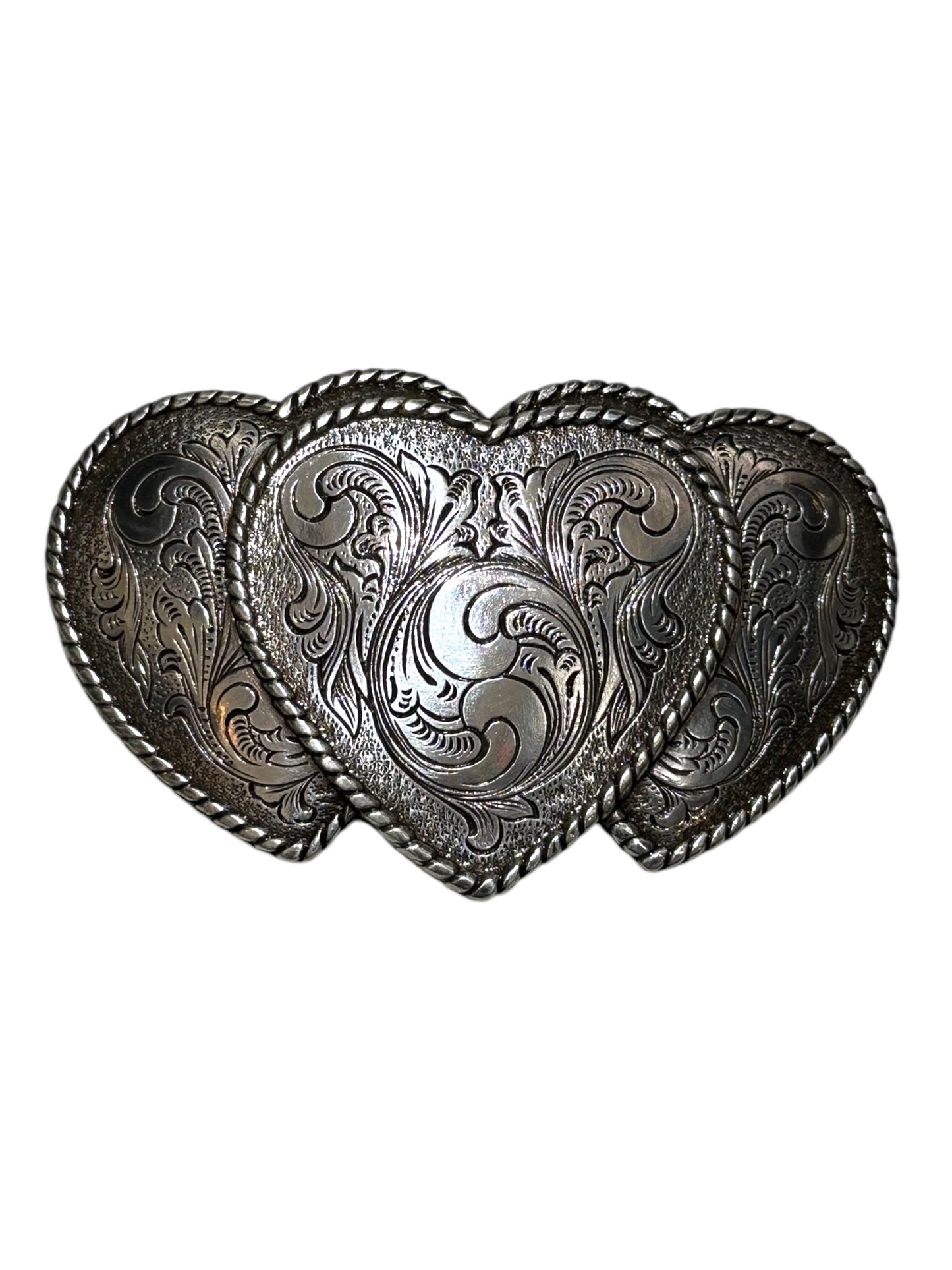 Silver Triple Heart Belt Buckle