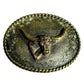 Gold Oval Longhorn Belt Buckle