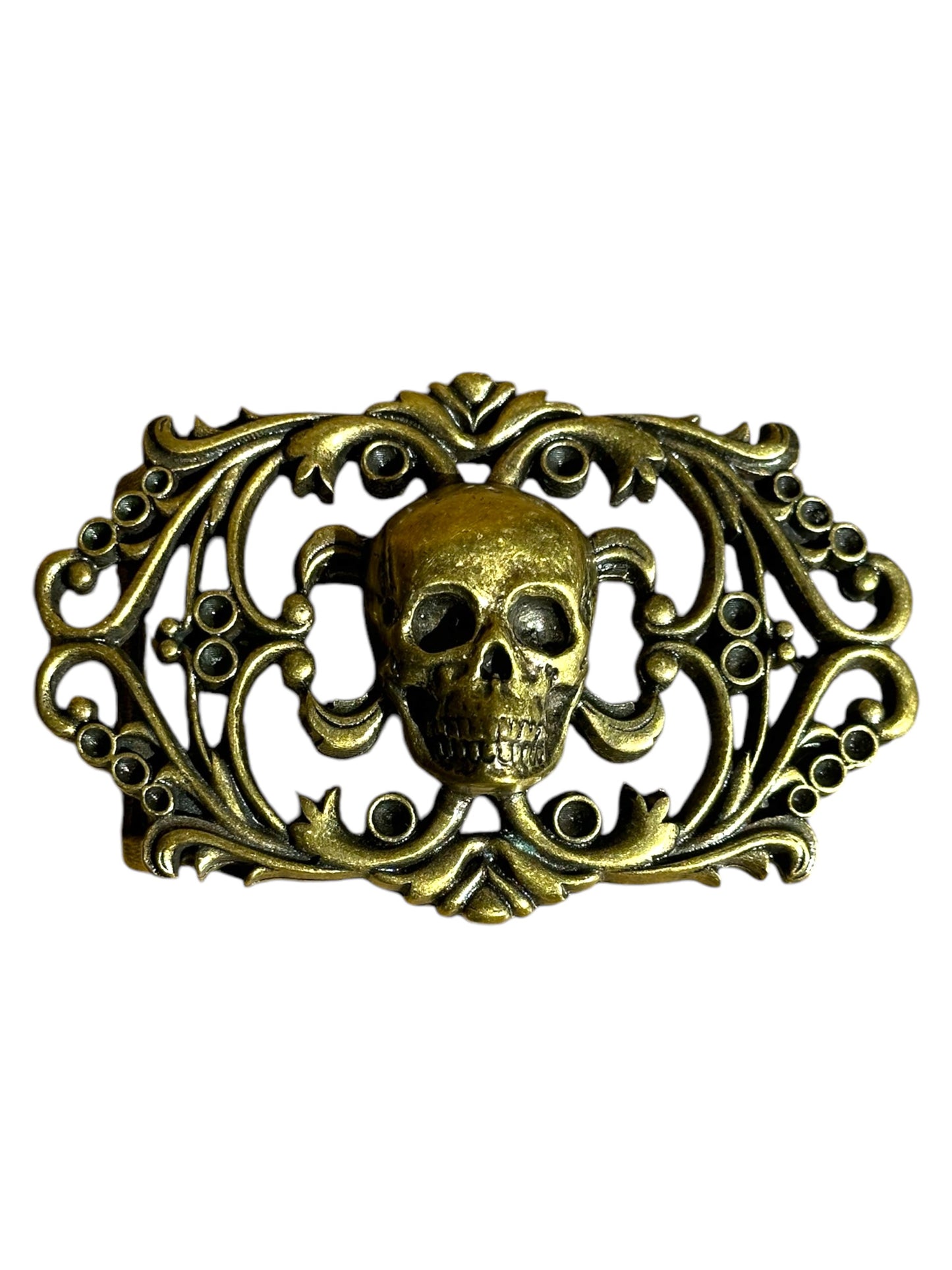 Gold Skull Belt Buckle