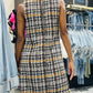 Sleeveless Plaid Tweed Dress