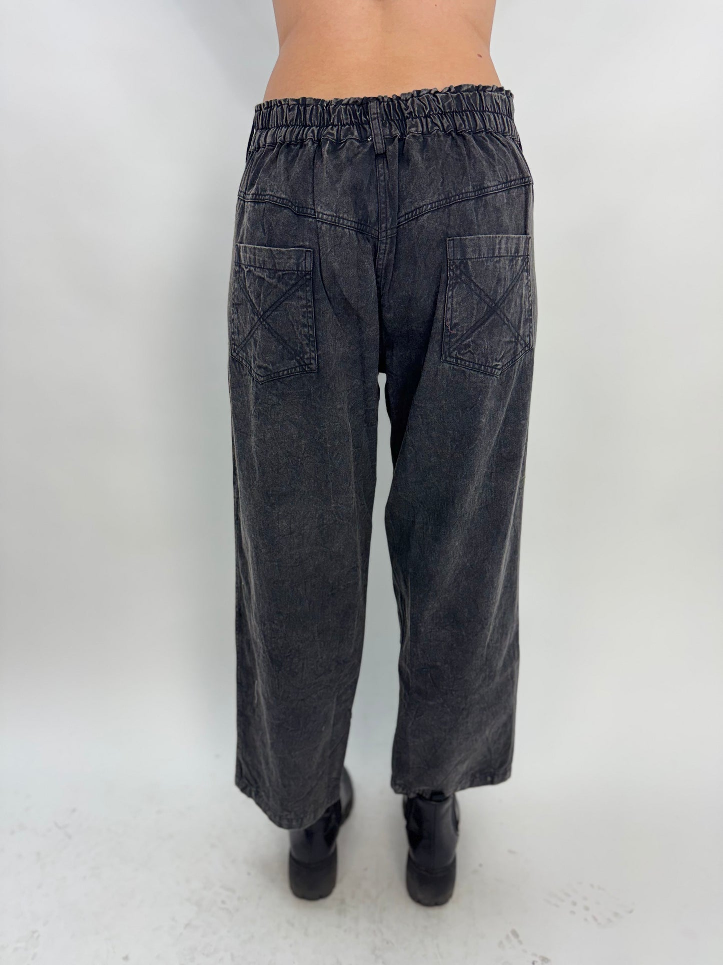 Black Denim Pants with Lace