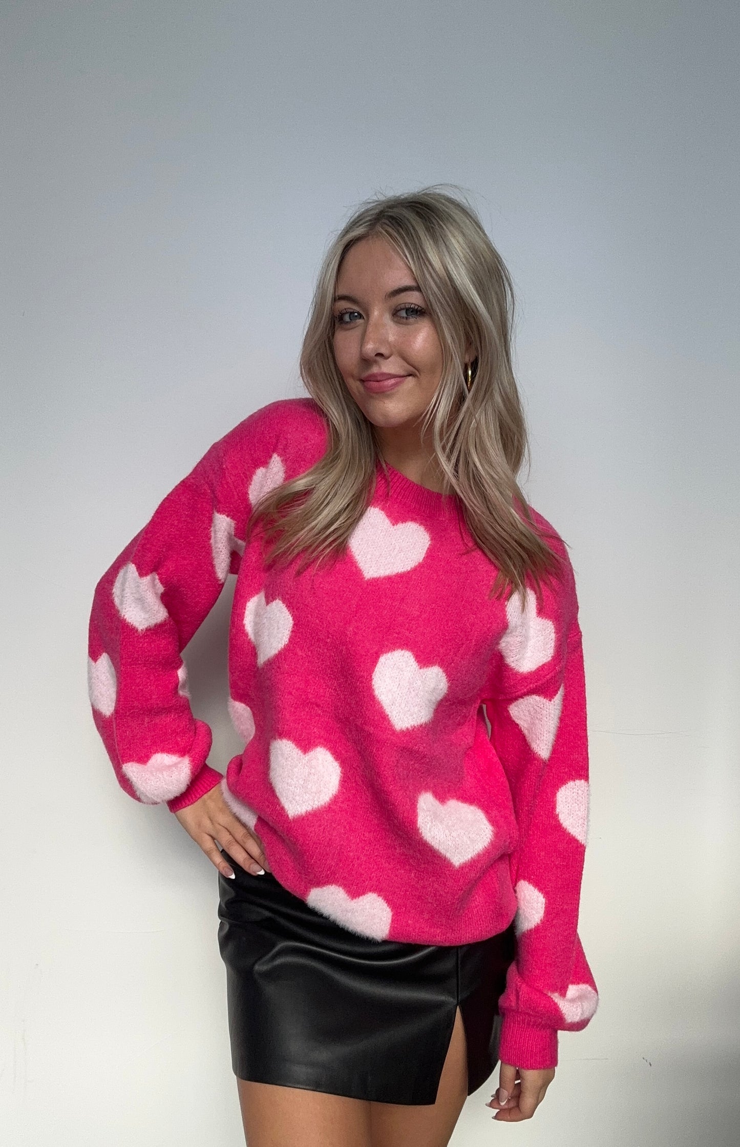 Heart sweater: Hot pink