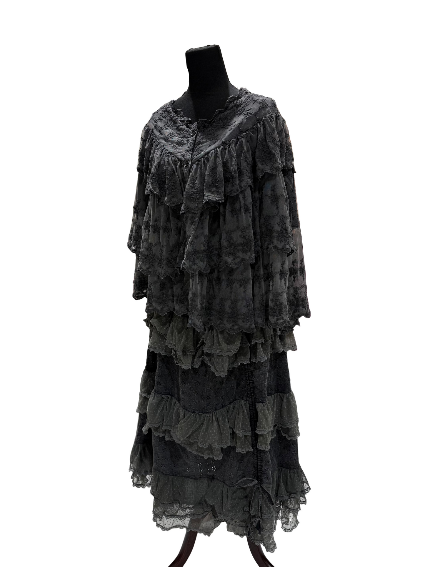 Paper Lace Tier Skirt Black