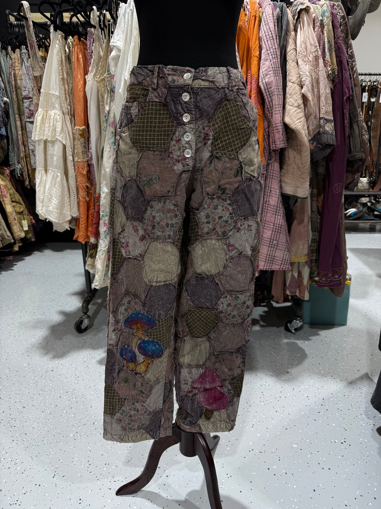 Paper Lace Mushroom Patchwork Pants