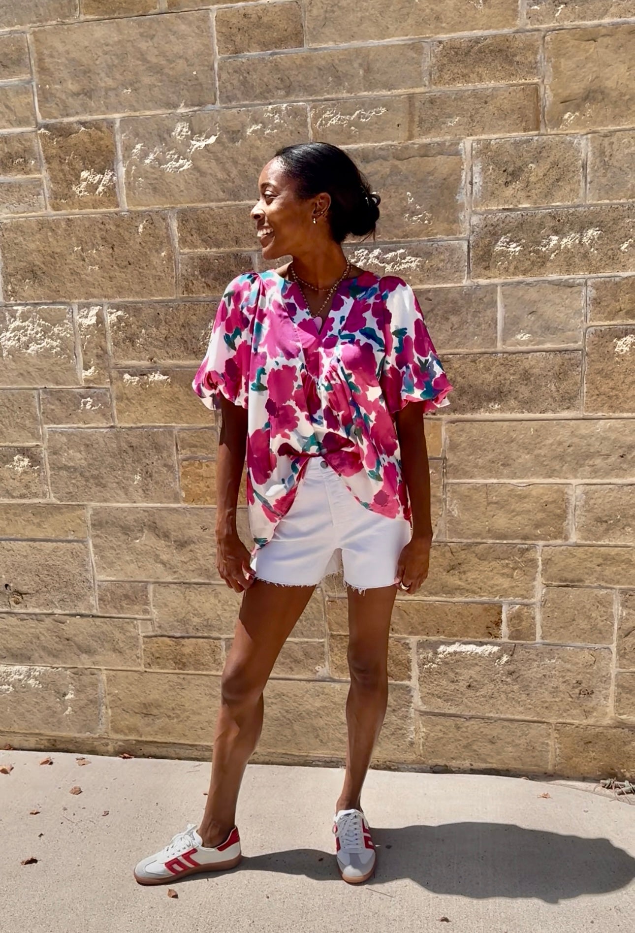 Fuchsia Balloon Sleeve Top