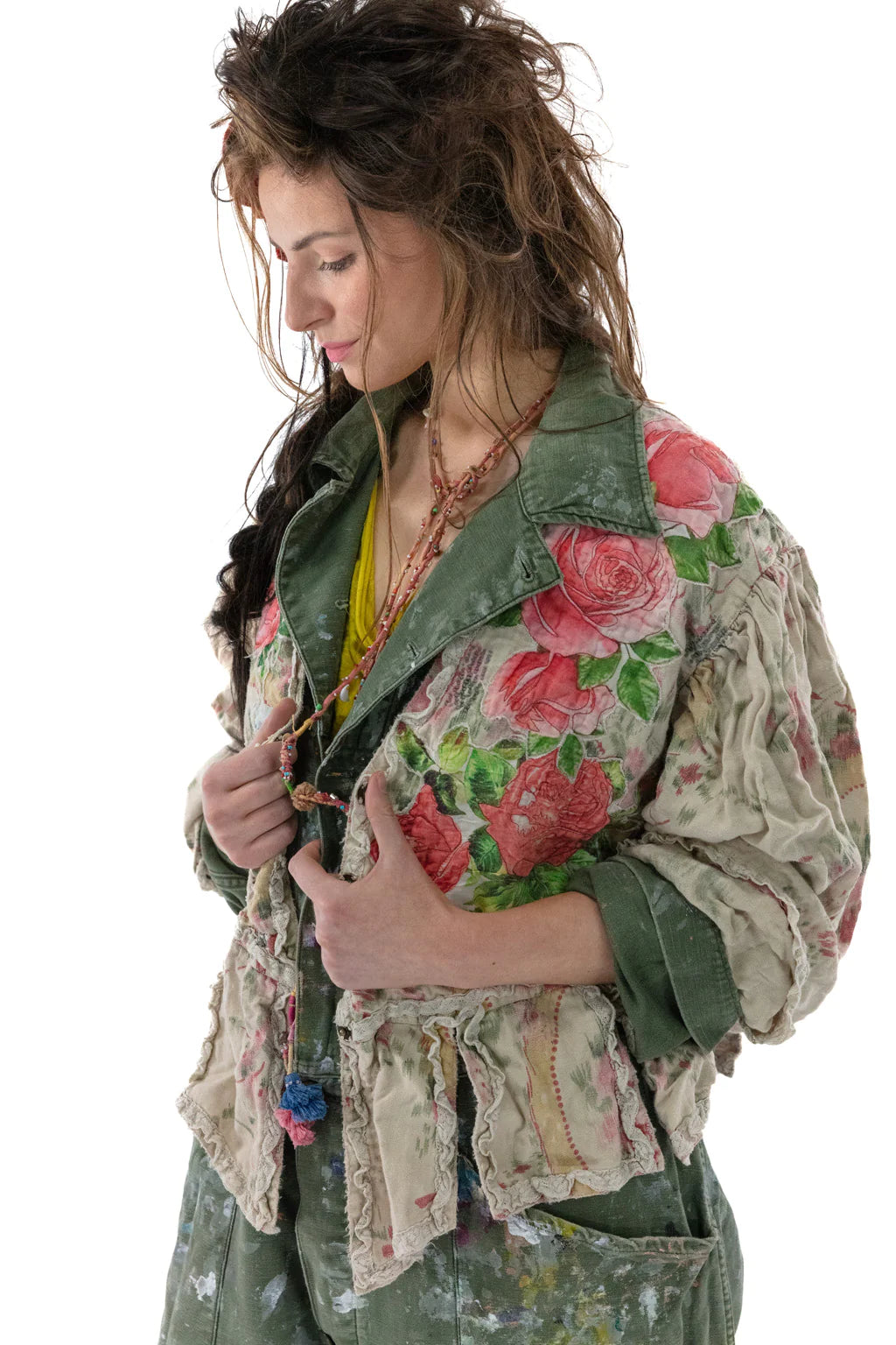 Magnolia Pearl 662-PRNTH-OS  Floral Appliqué Monique Jacket