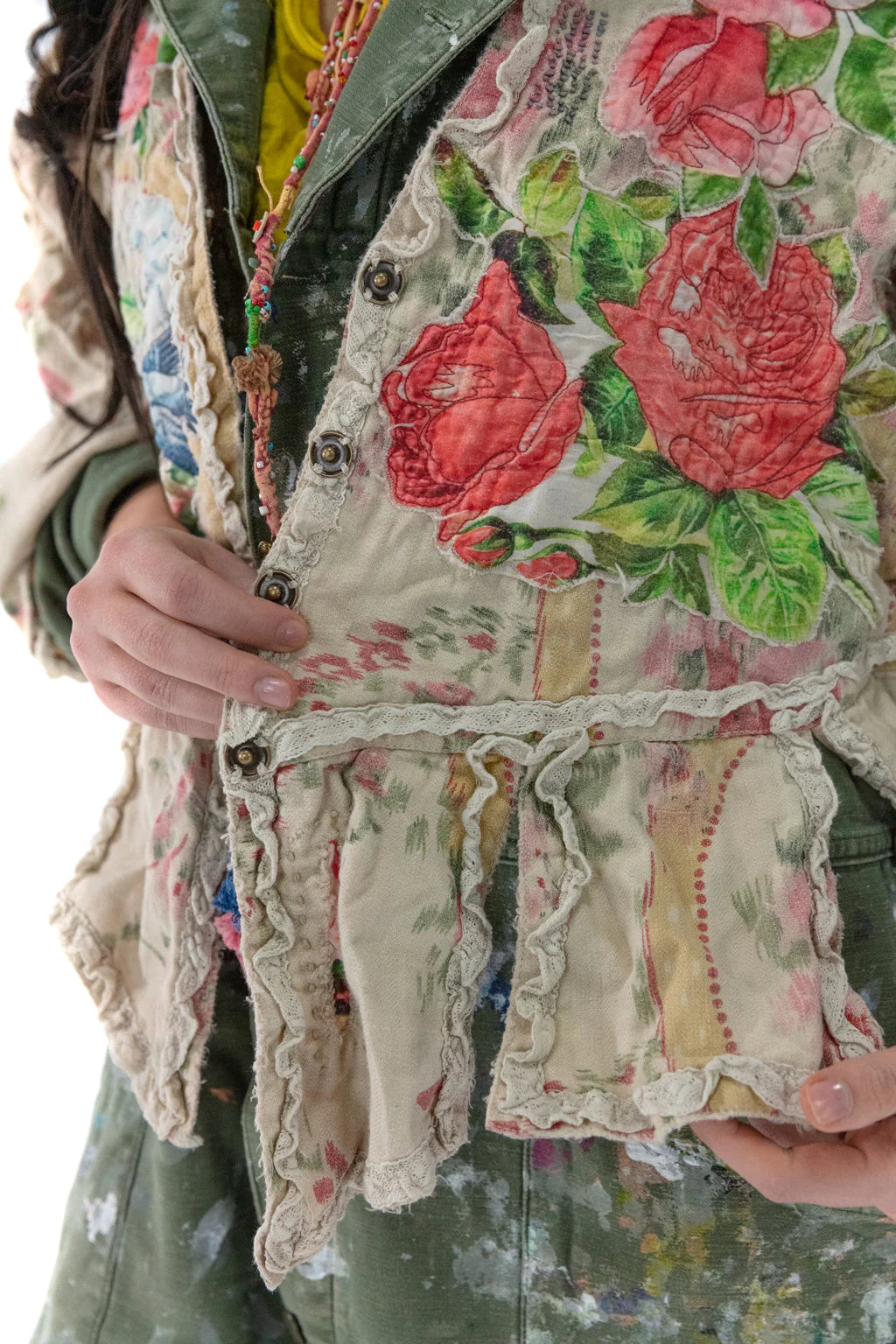 Magnolia Pearl 662-PRNTH-OS  Floral Appliqué Monique Jacket