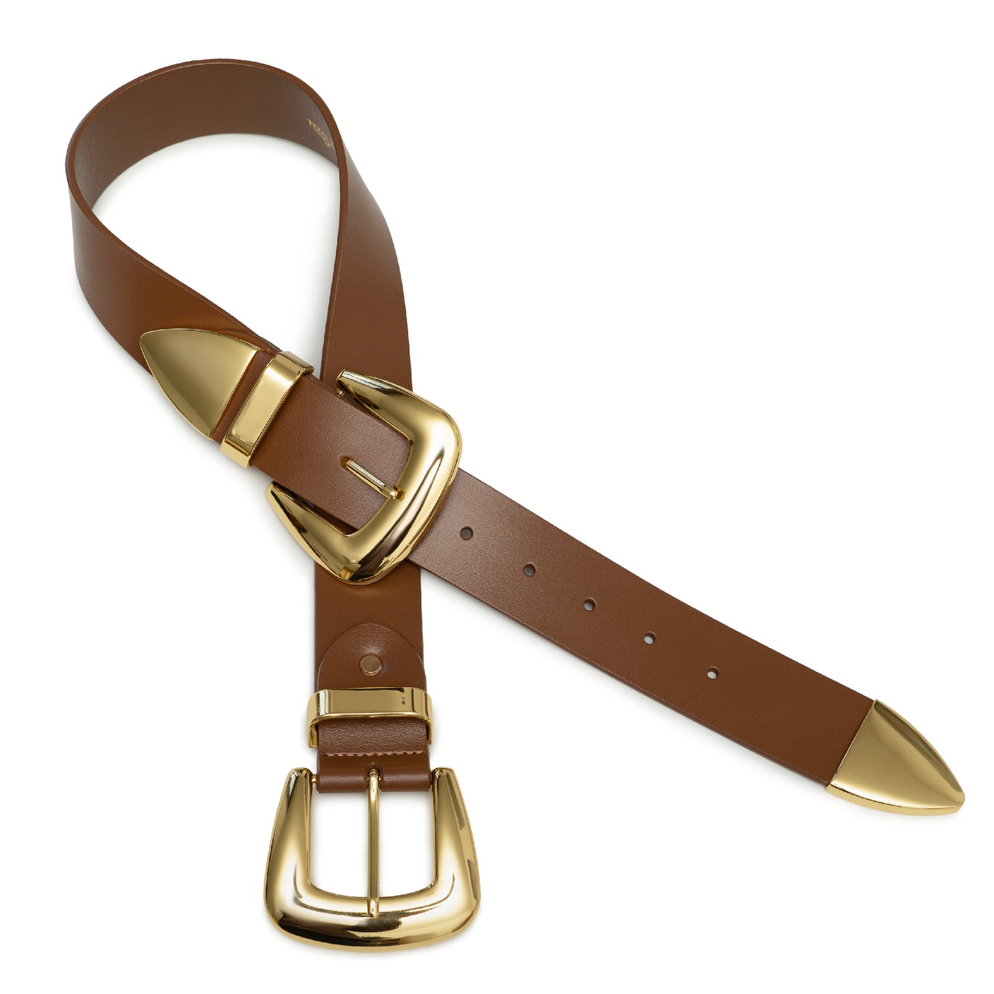 Double  Buckle Brown Belt - Wide
