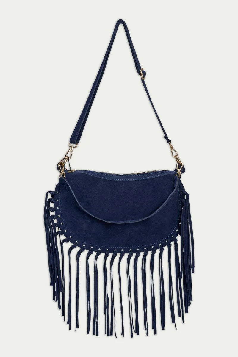 Astrid Fringe Bag - Navy