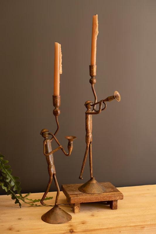 Set of 2 forged Musical Candle Sticks