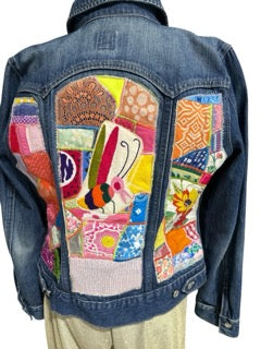Oates Handquilted Dark Denim Multi Color Bug Jacket