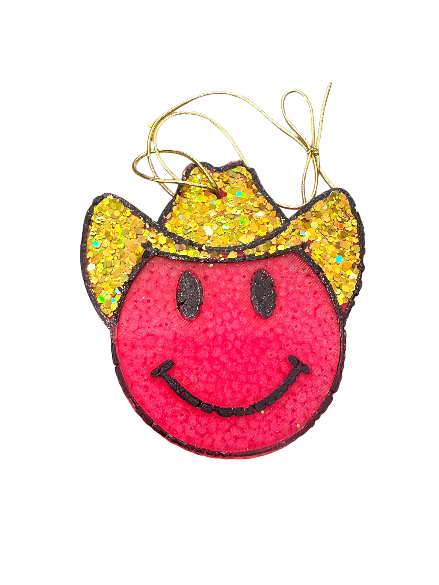 Air Freshener  Pink Happy Face Gold Hat