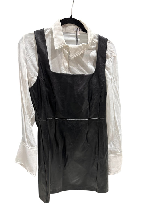 Vegan Leather Dress with White Collared Shirt