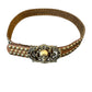 Gold Skull Belt Buckle with Brown studded belt
