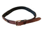 Brwn Leather Belt w/ small braid & brad details