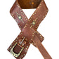 Brown Leather Belt w/ metallic embellishments