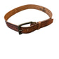 Brwn Leather Belt w/ small braid & brad details