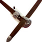 Brown Leather Belt with flower buckle