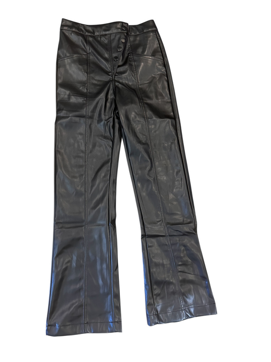 Black faux leather pants