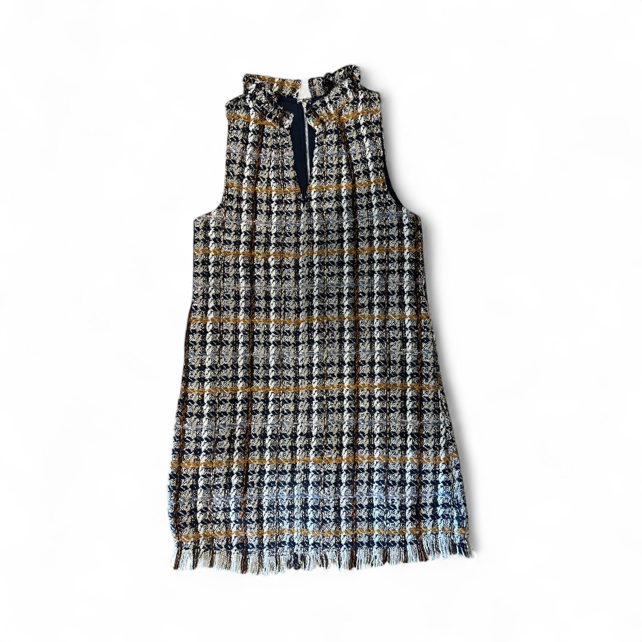 Sleeveless Plaid Tweed Dress