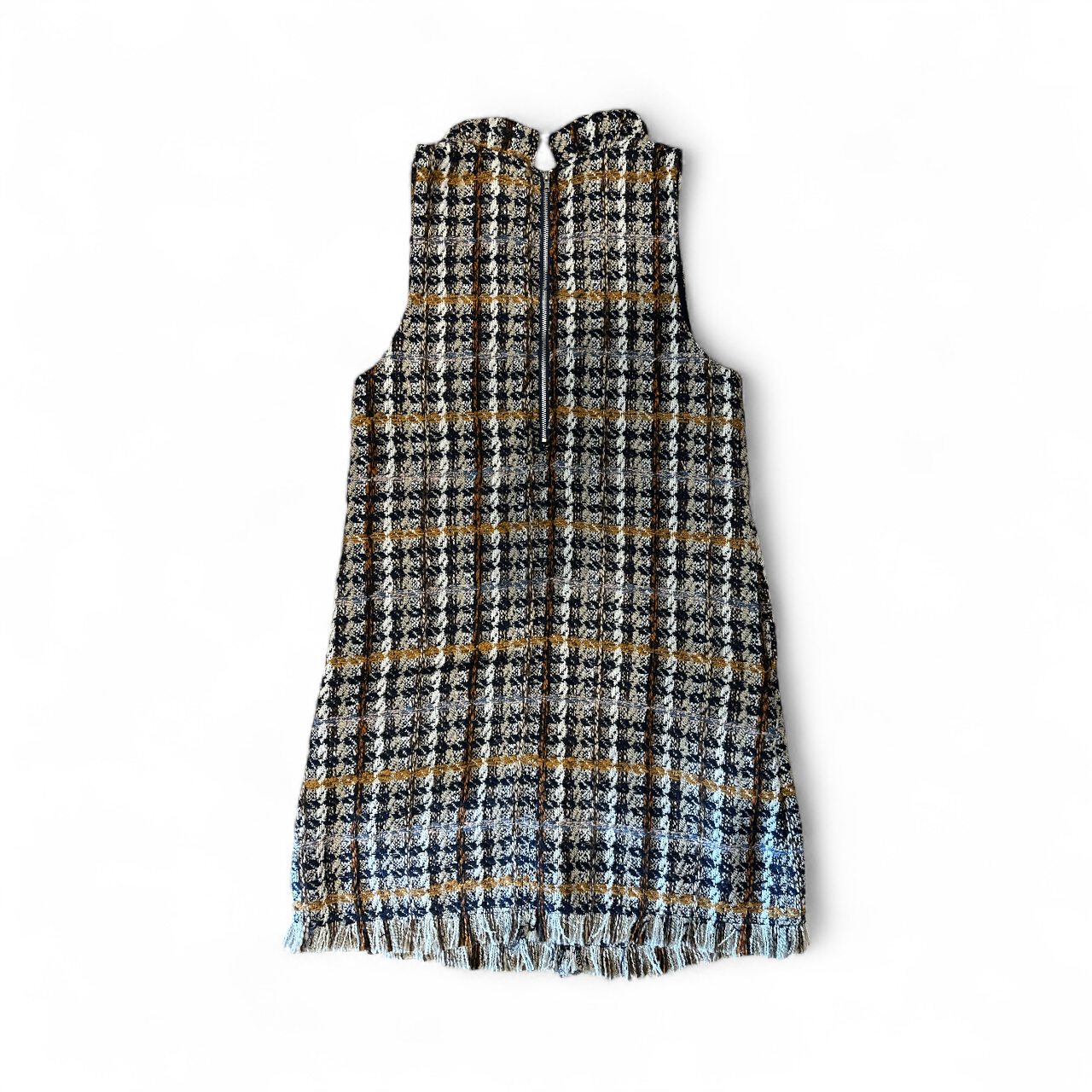 Sleeveless Plaid Tweed Dress